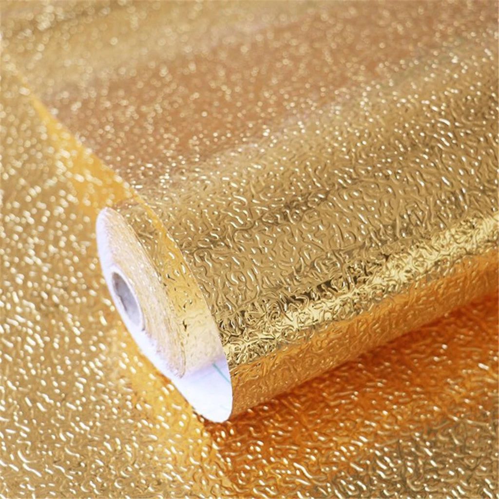 60 by 200 CM Size Foil Sheet Golden Aluminium Foil Aluminium Foil Sticker Aluminium Foil Sheet Kitchen Waterproof Self-Adhesive ( Golden )