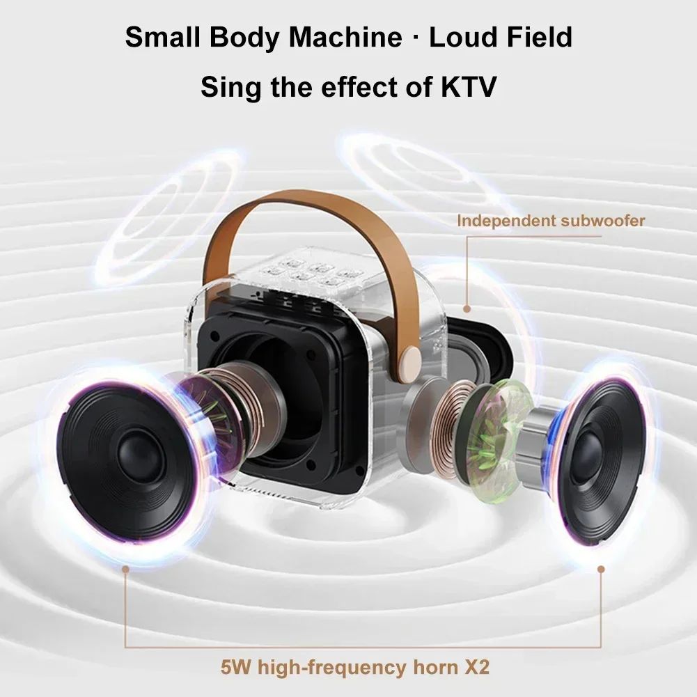K12 Microphone Karaoke Bluetooth Speaker RGB Light Two 5W Speakers Sound Subwoofer Boombox Support Multiple Input Modes